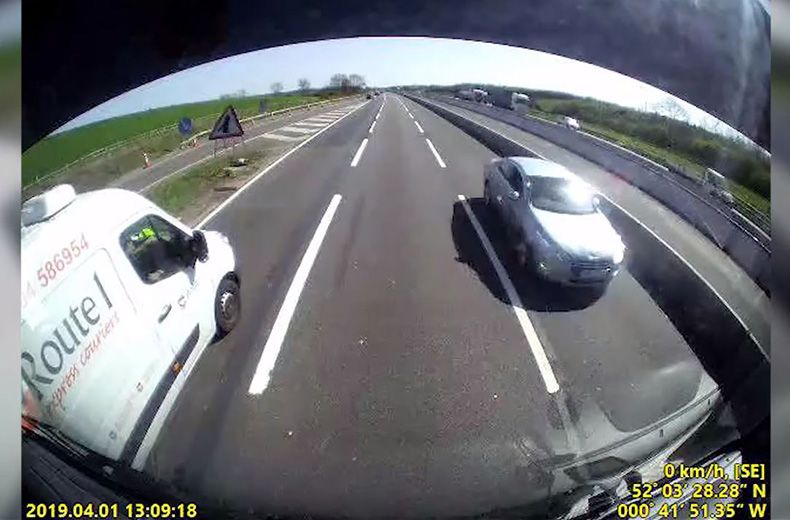 Video: Nail-biting footage shows driver going wrong way down the M1
